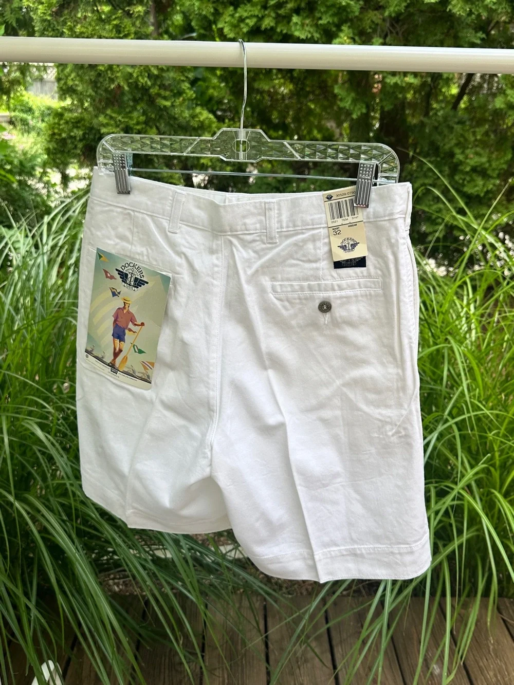 NWT Vintage Levi's Dockers Men's White Flat Front Cotton Shorts Style 30529-0750